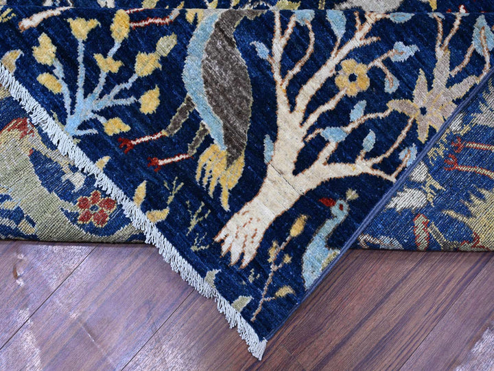 10'1" x 13'2" New Hand Knotted Blue Wool Rectangle Oriental Rug - MOA10288309