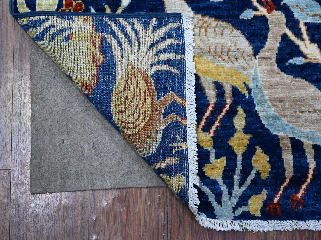 3'9" x 6'1" New Hand Knotted Blue Wool Rectangle Oriental Rug - MOA10288320
