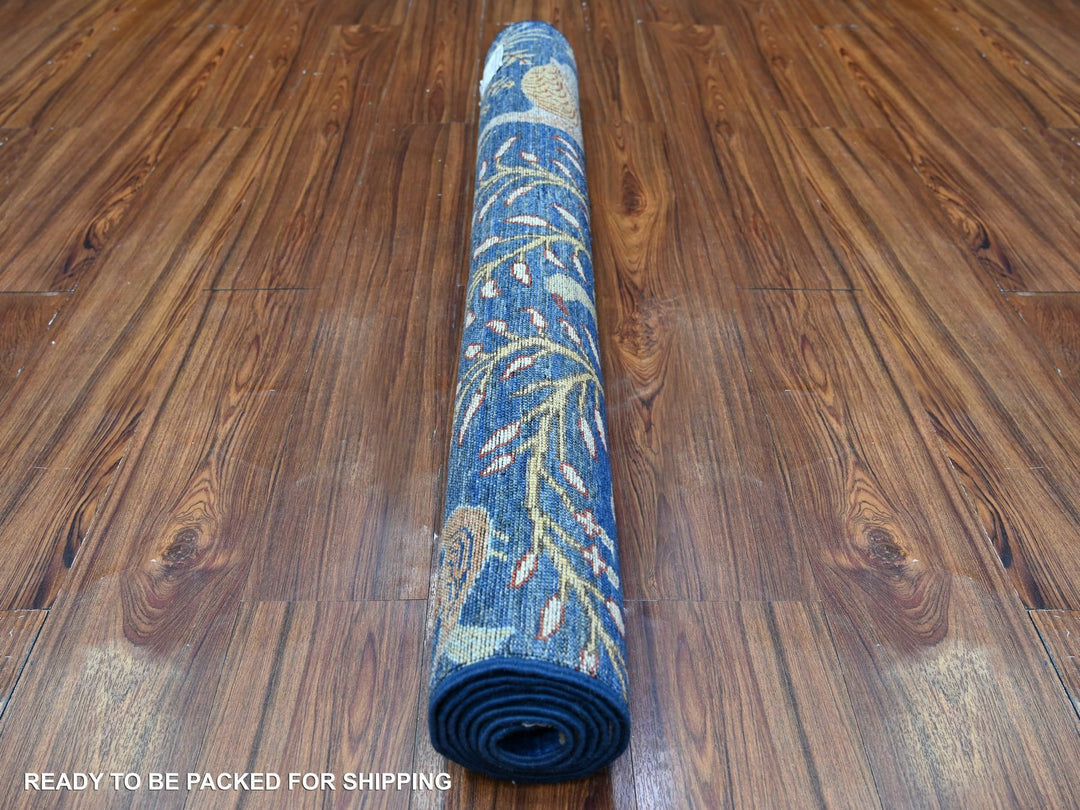3'9" x 6'1" New Hand Knotted Blue Wool Rectangle Oriental Rug - MOA10288320