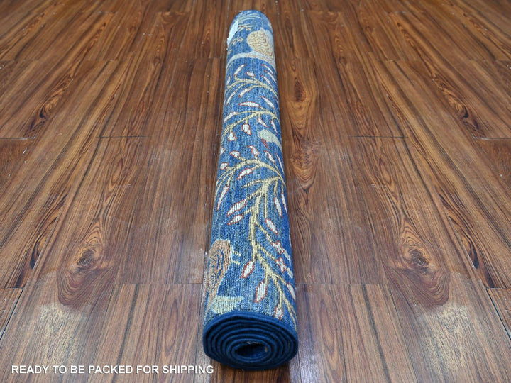 3'9" x 6'1" New Hand Knotted Blue Wool Rectangle Oriental Rug - MOA10288320