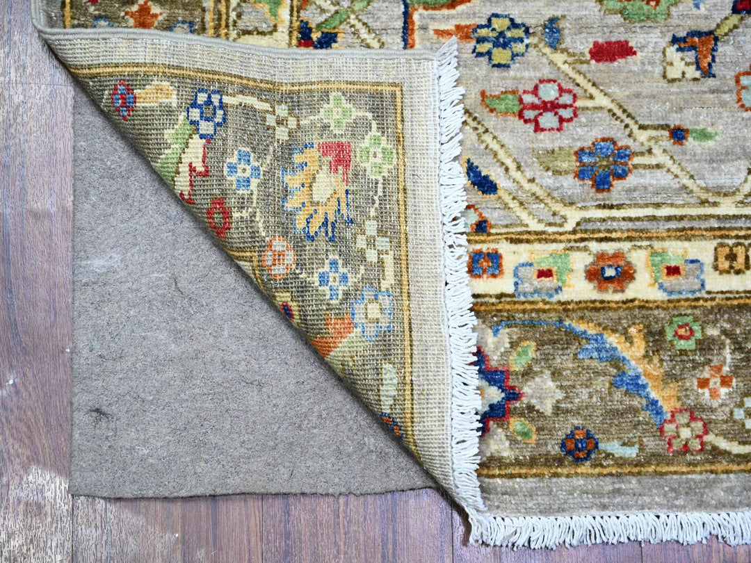 4'1" x 11'8" New Hand Knotted Grey Wool Runner Oriental Rug - MOA10288327