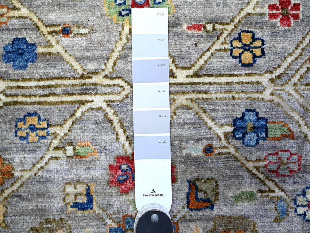 4'1" x 11'8" New Hand Knotted Grey Wool Runner Oriental Rug - MOA10288327