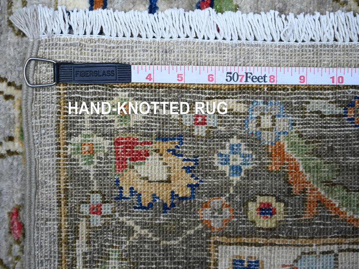 4'1" x 11'8" New Hand Knotted Grey Wool Runner Oriental Rug - MOA10288327