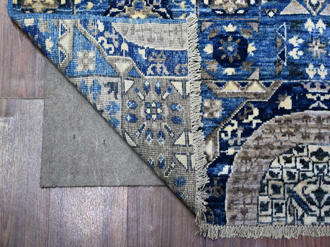 4'0" x 9'10" New Hand Knotted Blue Wool Runner Oriental Rug - MOA10288329