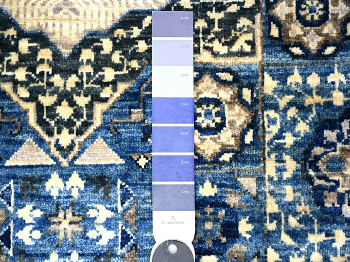 4'0" x 9'10" New Hand Knotted Blue Wool Runner Oriental Rug - MOA10288329