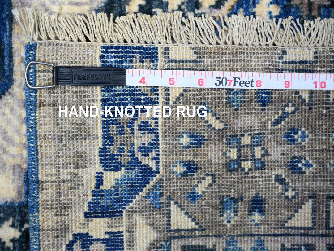 4'0" x 9'10" New Hand Knotted Blue Wool Runner Oriental Rug - MOA10288329