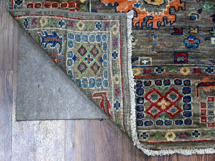 4'1" x 5'7" New Hand Knotted Grey Wool Rectangle Oriental Rug - MOA10288331