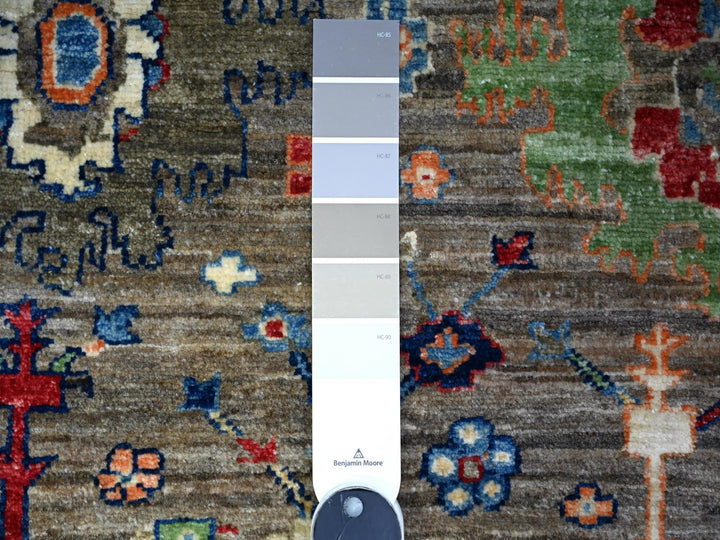 4'1" x 5'7" New Hand Knotted Grey Wool Rectangle Oriental Rug - MOA10288331