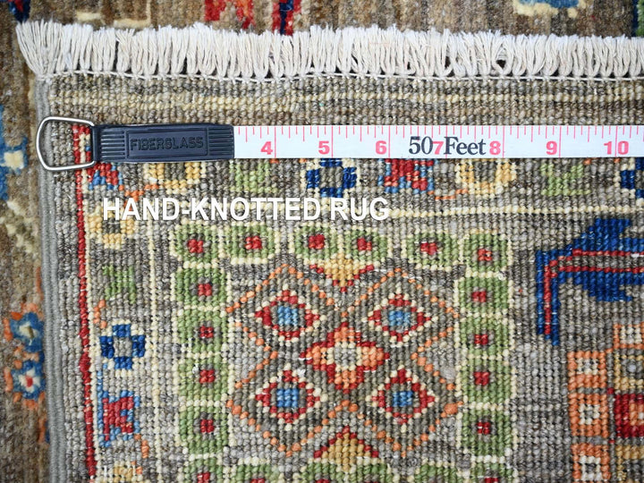 4'1" x 5'7" New Hand Knotted Grey Wool Rectangle Oriental Rug - MOA10288331