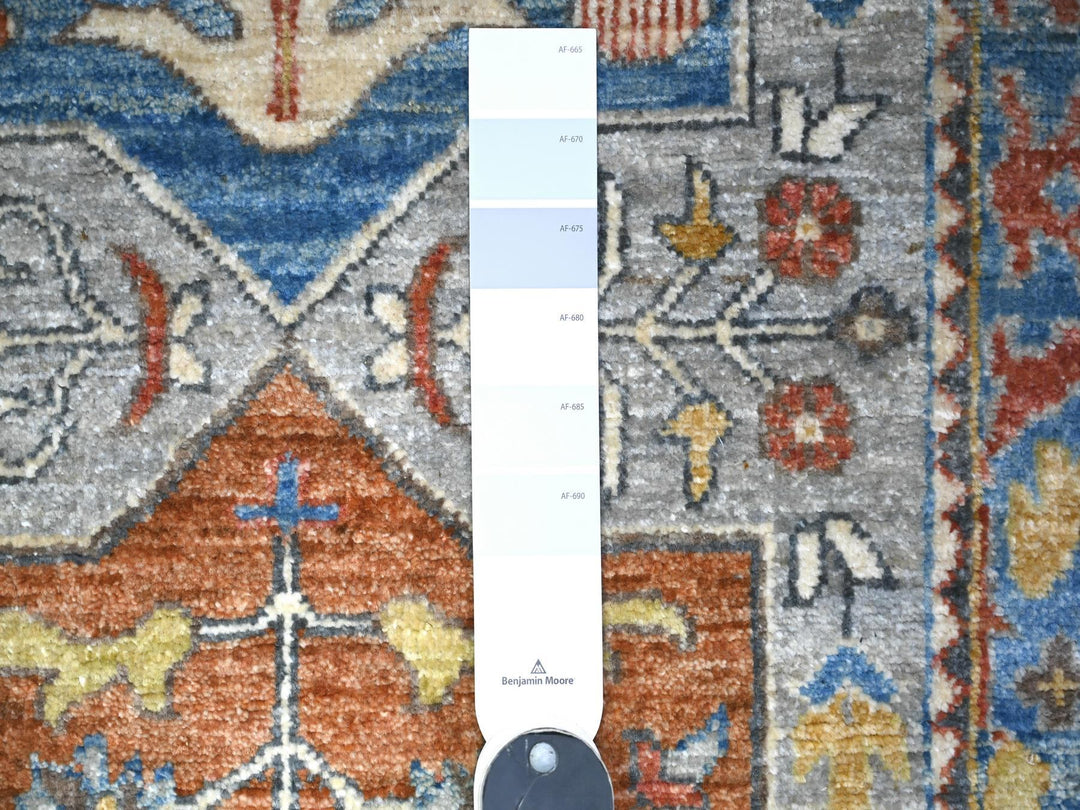 2'6" x 7'9" New Hand Knotted Grey Wool Runner Oriental Rug - MOA10288333