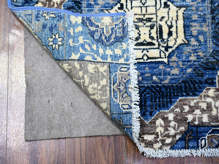 2'6" x 6'8" New Hand Knotted Blue Wool Runner Oriental Rug - MOA10288334