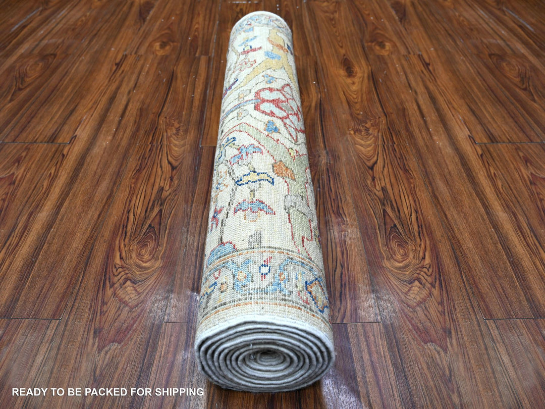3'0" x 9'5" New Hand Knotted Grey Wool Runner Oriental Rug - MOA10288335