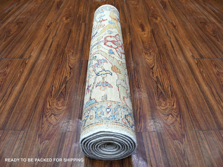 3'0" x 9'5" New Hand Knotted Grey Wool Runner Oriental Rug - MOA10288335