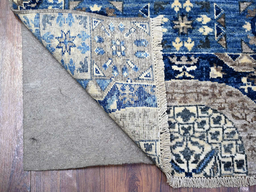 2'6" x 5'11" New Hand Knotted Blue Wool Runner Oriental Rug - MOA10288339