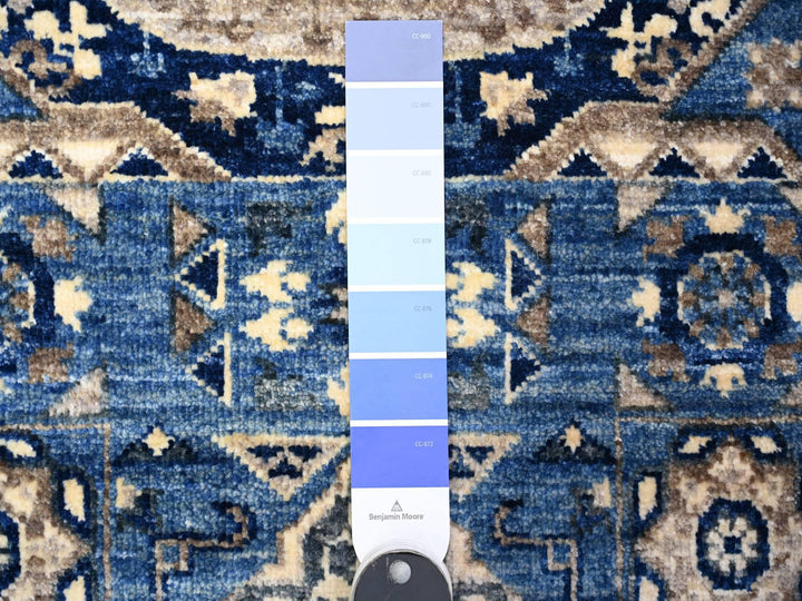 2'6" x 5'11" New Hand Knotted Blue Wool Runner Oriental Rug - MOA10288339