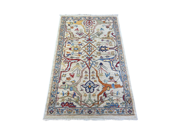 3'1" x 4'11" New Hand Knotted Grey Wool Rectangle Oriental Rug - MOA10288340