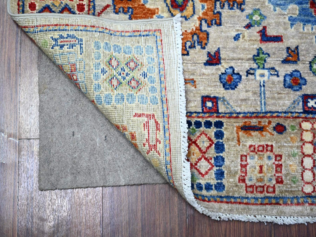 3'1" x 5'0" New Hand Knotted Grey Wool Rectangle Oriental Rug - MOA10288341
