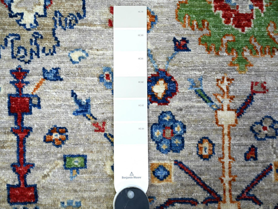 3'1" x 5'0" New Hand Knotted Grey Wool Rectangle Oriental Rug - MOA10288341
