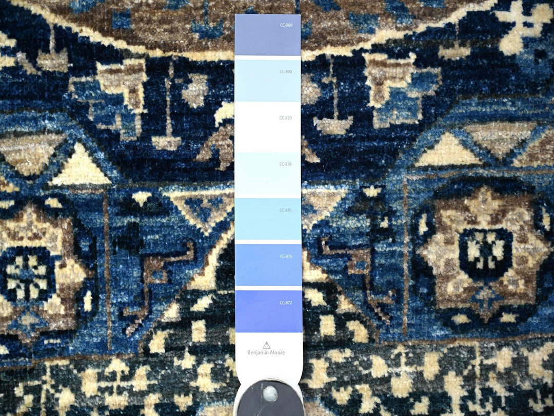 2'4" x 6'8" New Hand Knotted Blue Wool Runner Oriental Rug - MOA10288345