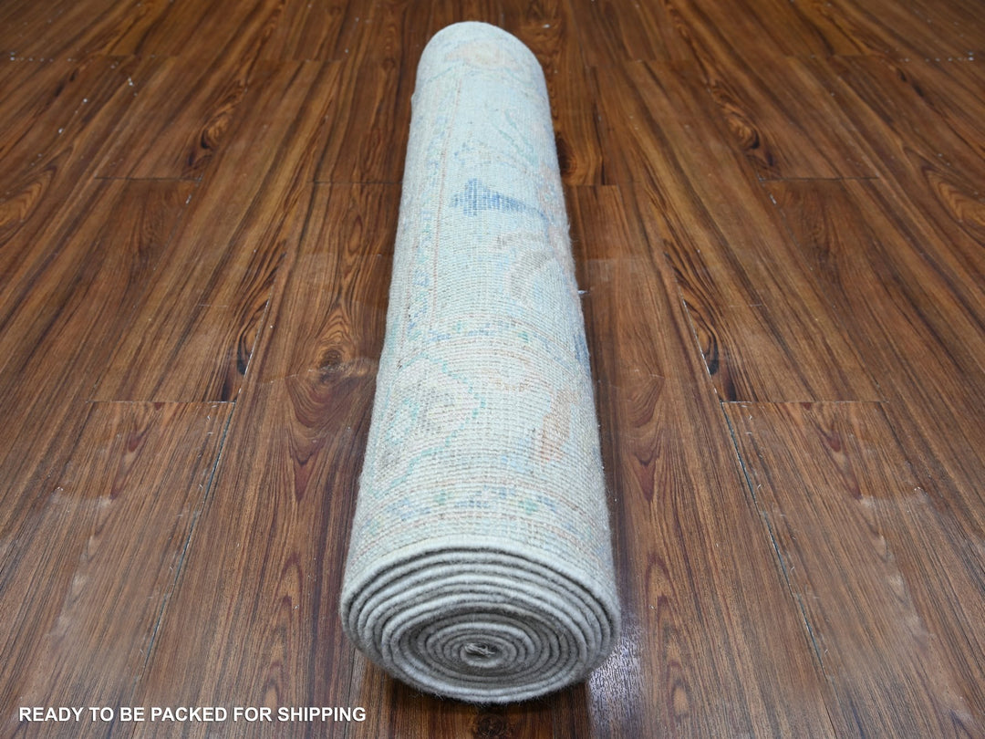 3'0" x 15'9" New Hand Knotted Grey Wool Runner Oriental Rug - MOA10288347
