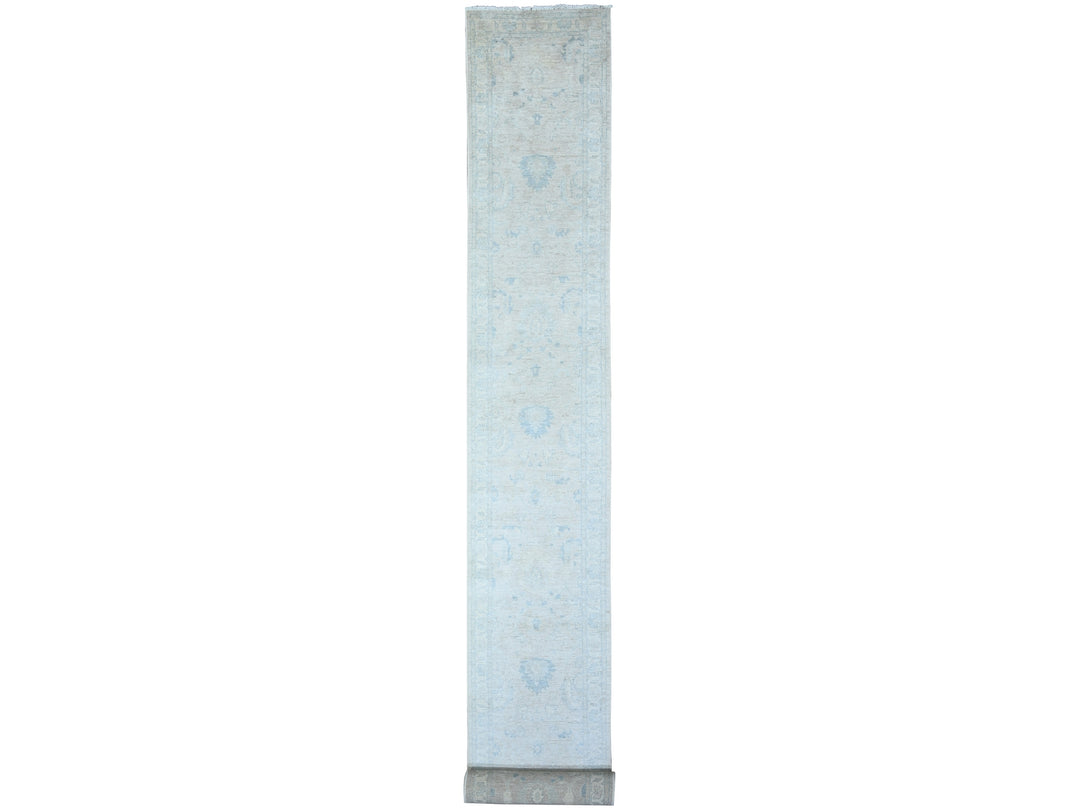 2'5" x 23'8" New Hand Knotted Grey Wool Runner Oriental Rug - MOA10288353