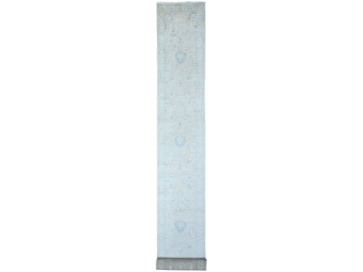 2'5" x 23'8" New Hand Knotted Grey Wool Runner Oriental Rug - MOA10288353