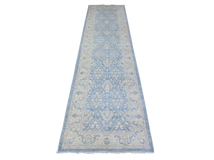2'8" x 10'4" New Hand Knotted Blue Wool Runner Oriental Rug - MOA10288354