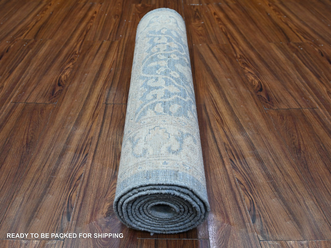 2'8" x 10'4" New Hand Knotted Blue Wool Runner Oriental Rug - MOA10288354