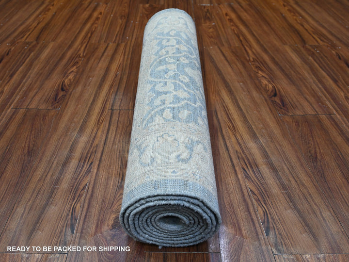 2'8" x 10'4" New Hand Knotted Blue Wool Runner Oriental Rug - MOA10288354