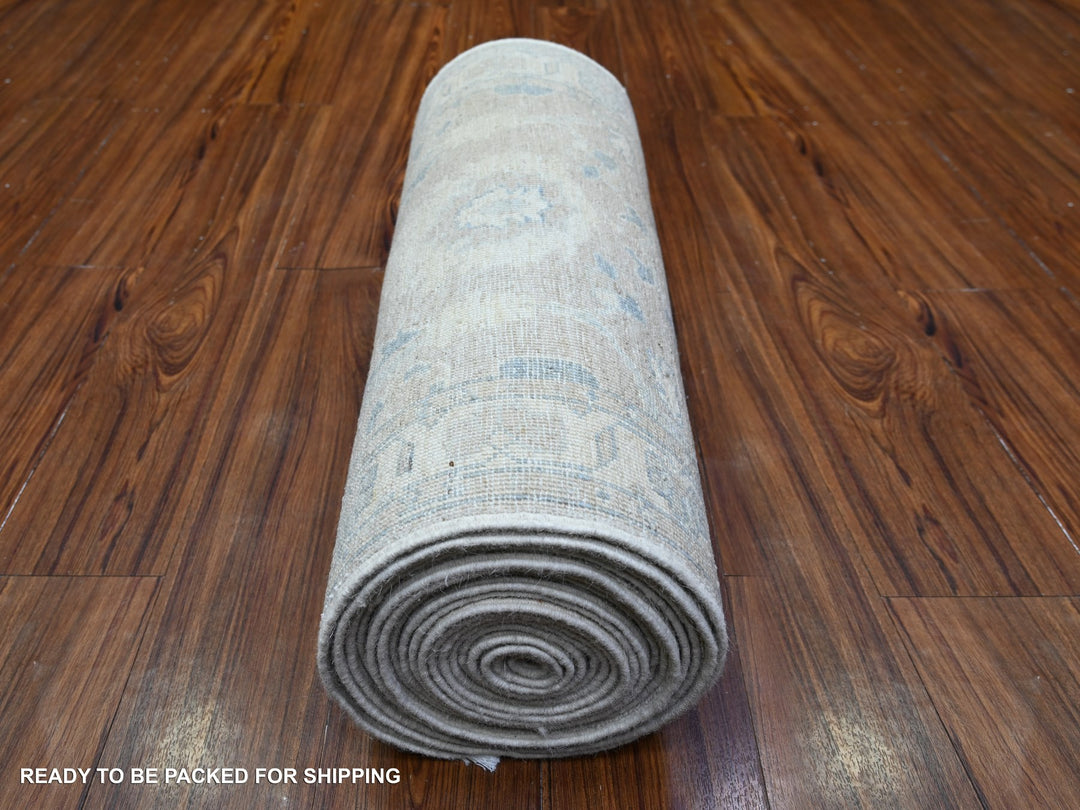 2'5" x 23'8" New Hand Knotted Beige Wool Runner Oriental Rug - MOA10288359