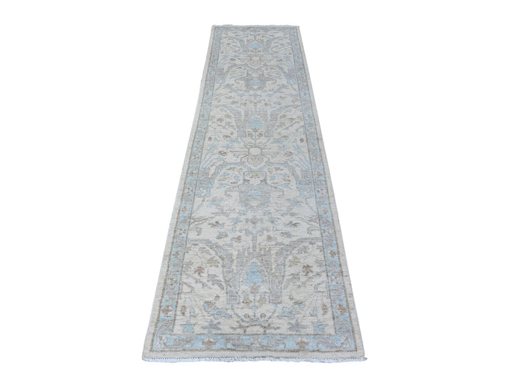 2'8" x 9'6" New Hand Knotted Ivory Wool Runner Oriental Rug - MOA10288360