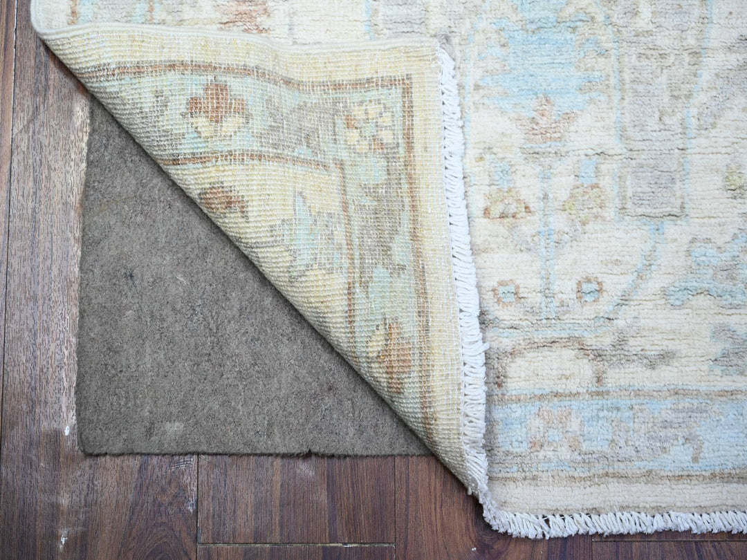 2'8" x 9'6" New Hand Knotted Ivory Wool Runner Oriental Rug - MOA10288360