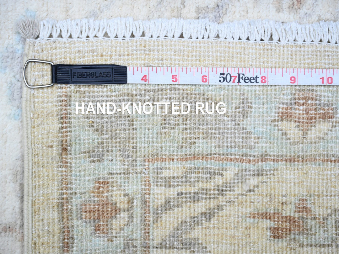 2'8" x 9'6" New Hand Knotted Ivory Wool Runner Oriental Rug - MOA10288360