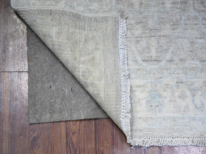 2'6" x 10'3" New Hand Knotted Grey Wool Runner Oriental Rug - MOA10288361