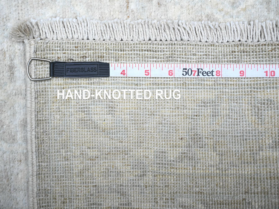 2'6" x 10'3" New Hand Knotted Grey Wool Runner Oriental Rug - MOA10288361