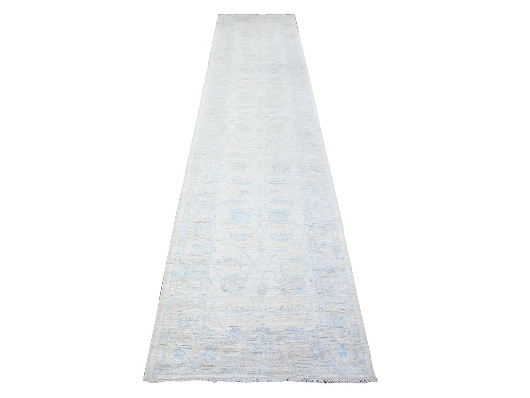 2'8" x 12'0" New Hand Knotted Ivory Wool Runner Oriental Rug - MOA10288362