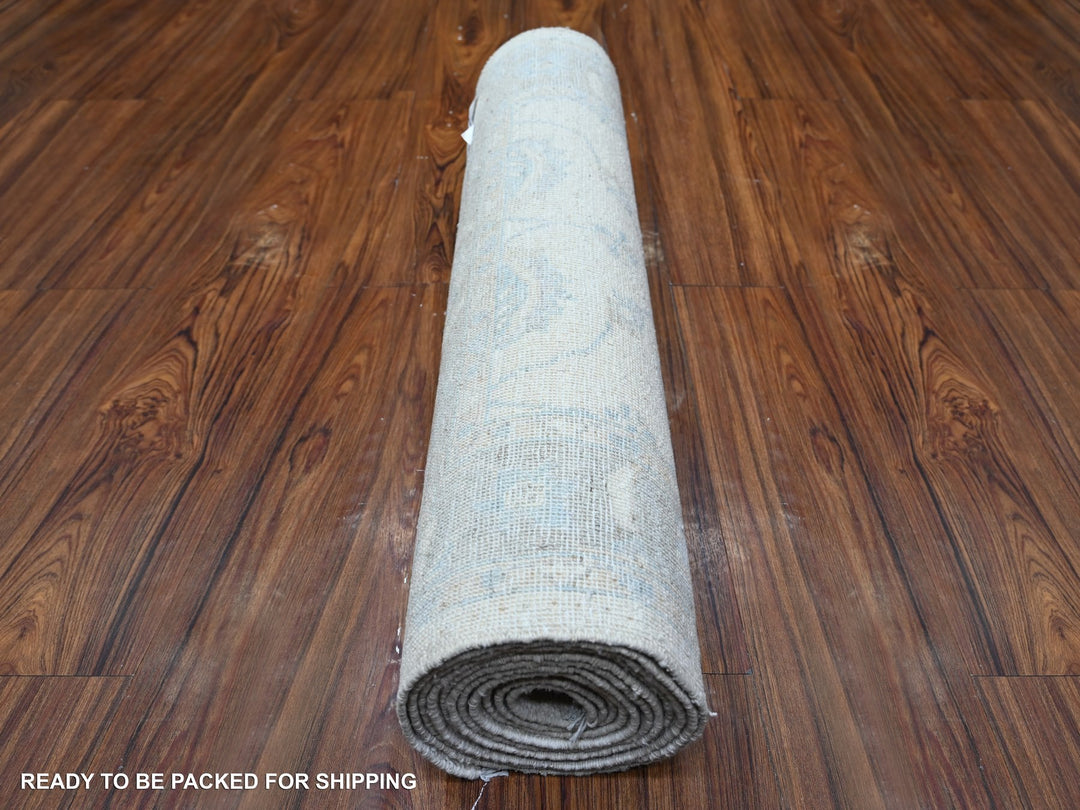 2'8" x 12'0" New Hand Knotted Ivory Wool Runner Oriental Rug - MOA10288362