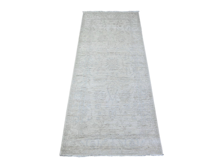 2'6" x 5'10" New Hand Knotted Grey Wool Runner Oriental Rug - MOA10288363