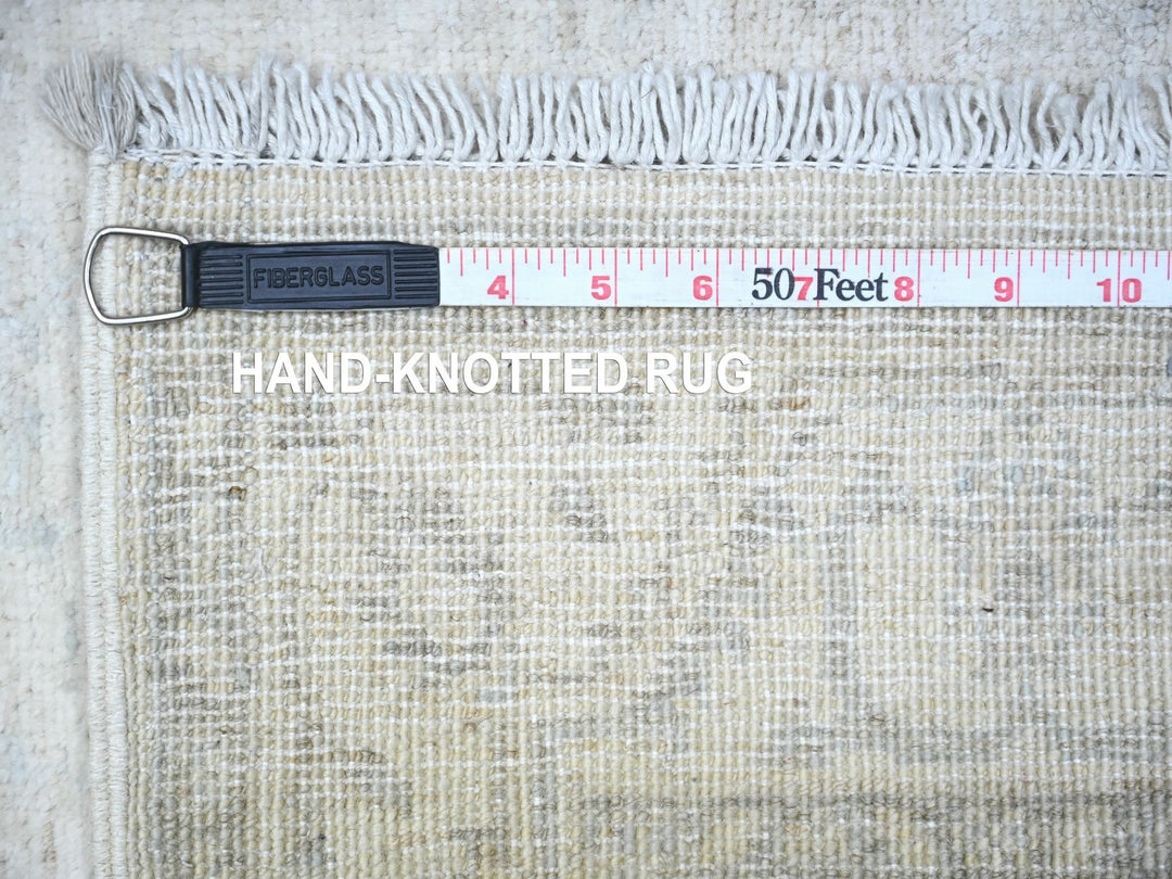 2'6" x 5'10" New Hand Knotted Grey Wool Runner Oriental Rug - MOA10288363