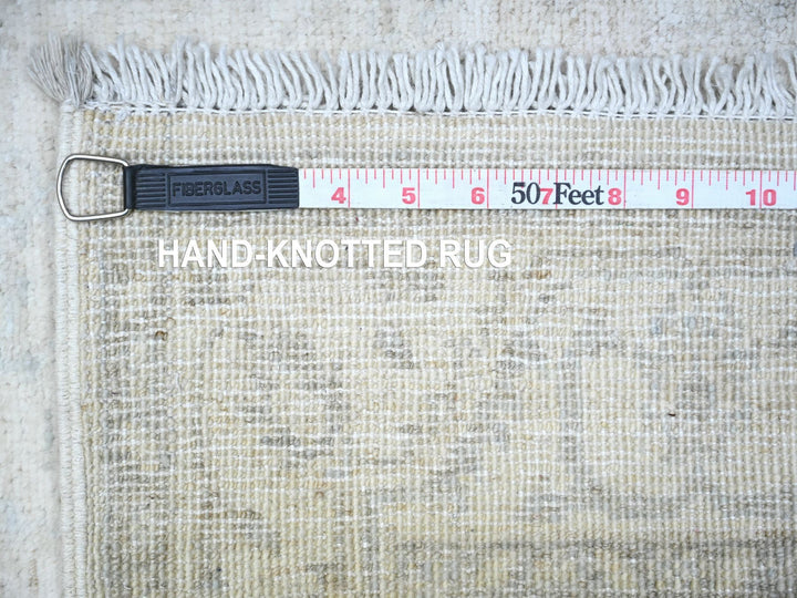 2'6" x 5'10" New Hand Knotted Grey Wool Runner Oriental Rug - MOA10288363