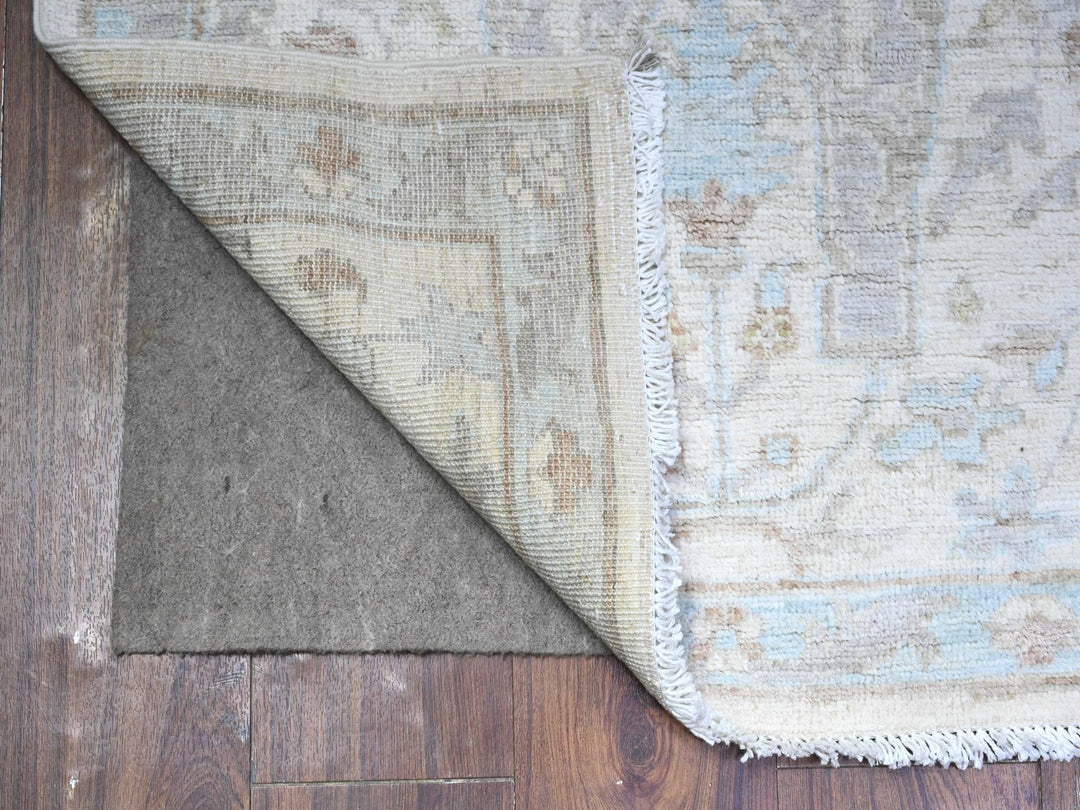 2'8" x 9'6" New Hand Knotted Ivory Wool Runner Oriental Rug - MOA10288364