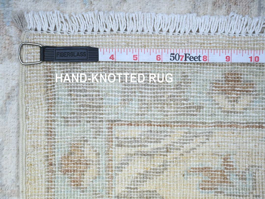 2'8" x 9'6" New Hand Knotted Ivory Wool Runner Oriental Rug - MOA10288364