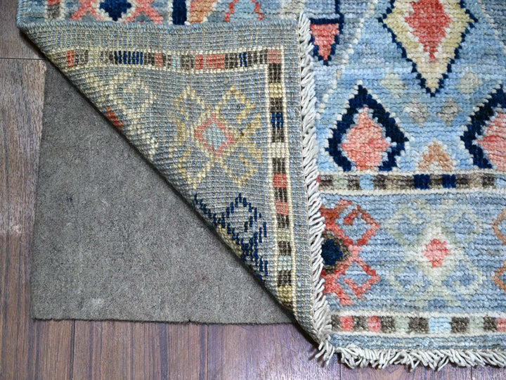 3'2" x 10'2" New Hand Knotted Blue Wool Runner Oriental Rug - MOA10288365