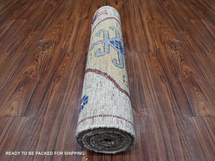 2'11" x 11'4" New Hand Knotted Grey Wool Runner Oriental Rug - MOA10288372