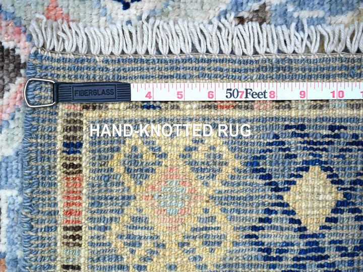 3'2" x 10'1" New Hand Knotted Blue Wool Runner Oriental Rug - MOA10288374