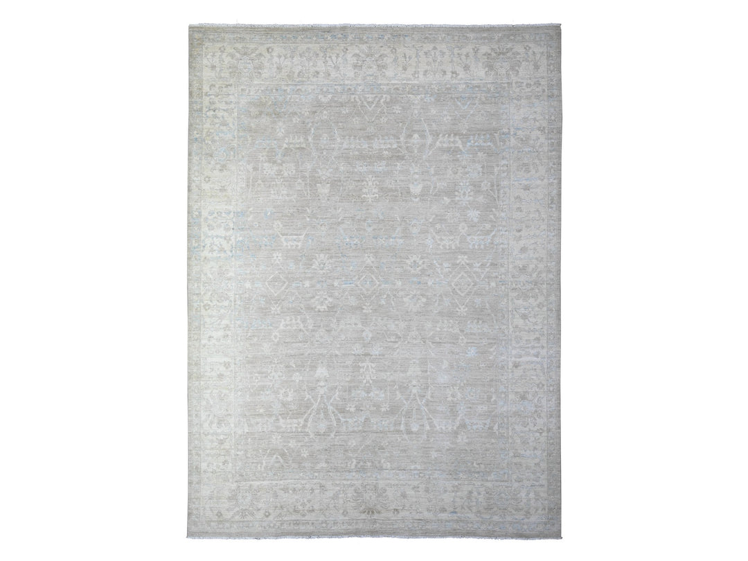 8'9" x 11'10" New Hand Knotted Grey Wool Rectangle Oriental Rug - MOA10288378
