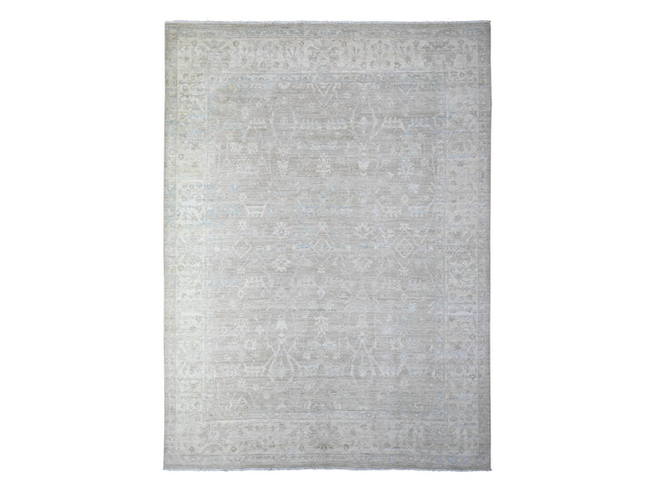 8'9" x 11'10" New Hand Knotted Grey Wool Rectangle Oriental Rug - MOA10288378