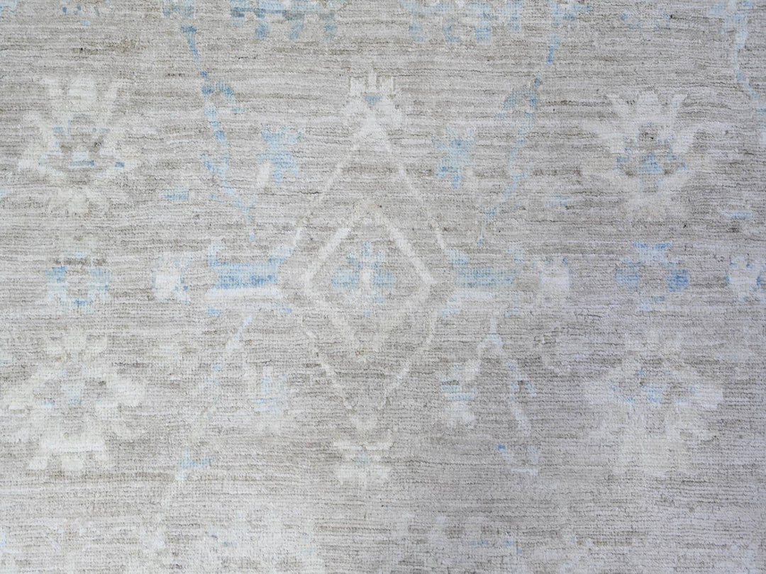 8'9" x 11'10" New Hand Knotted Grey Wool Rectangle Oriental Rug - MOA10288378