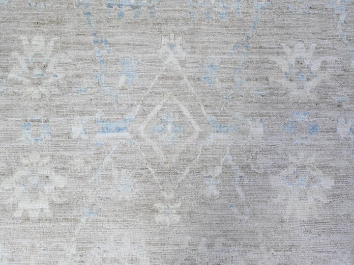 8'9" x 11'10" New Hand Knotted Grey Wool Rectangle Oriental Rug - MOA10288378