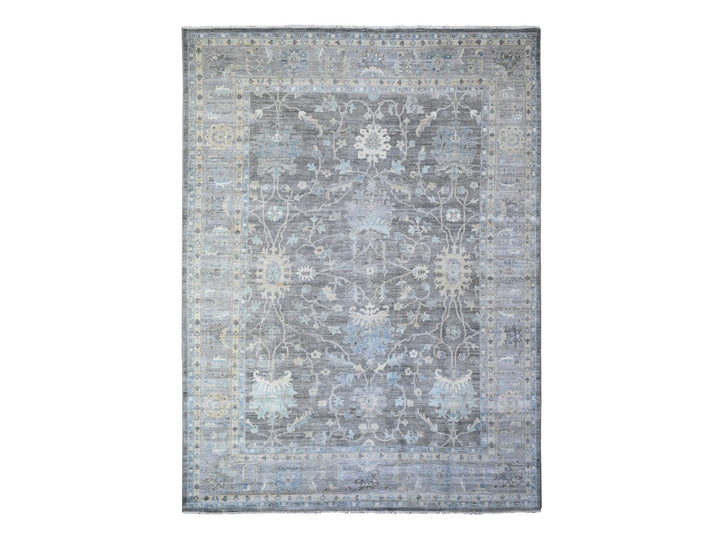 9'11" x 13'6" New Hand Knotted Grey Wool Rectangle Oriental Rug - MOA10288385